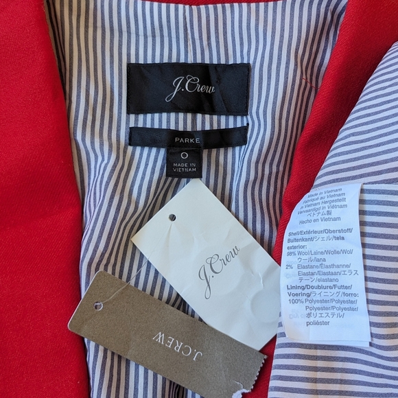J. CREW Parke Blazer Wool Women 0 Red Holiday Christmas Preppy Party Office Work - Picture 2 of 9